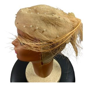 1950’s Miss Bierner Feathered and Pearl Hat